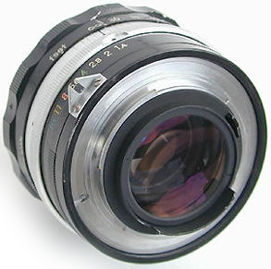 Rear lens mount of a typical Nikon's AUTO Nikkor-S 58mm f/1.4 standard lens