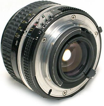 rear lens mount view of a typical Nikkor ai 50mm f/2.0 standard lens