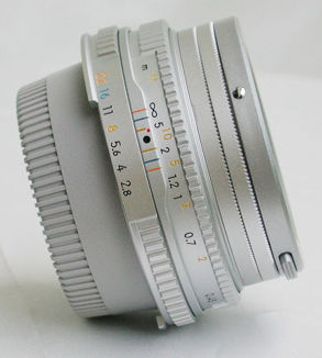 Side view of Nikon  Manual Focus Nikkor 45mm f/2.8P Standard Lens