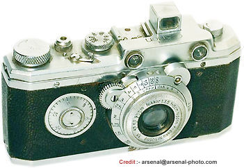 Canon's HANSA camera with a Nikkor lens attached