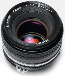 front lens element of a Nikon's Nikkor 50mm f/1.8 ai standard lens