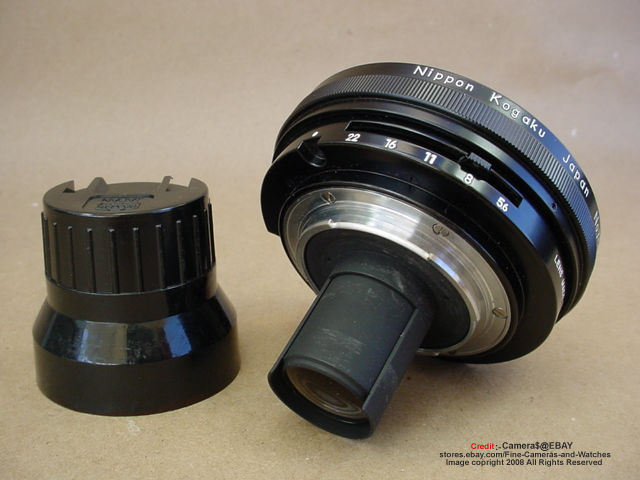 Nikon Fisyeye Nikkor 7.5mm f/5.6 Side view with matchig rear lens cap