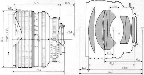 Optical Contruction for Nikon Manual focus Nikkor 85mm f/14s