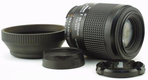 Basic set of a ED Zoom lens 80-200mm f/2.8D with a rubberized lens hood HR-1