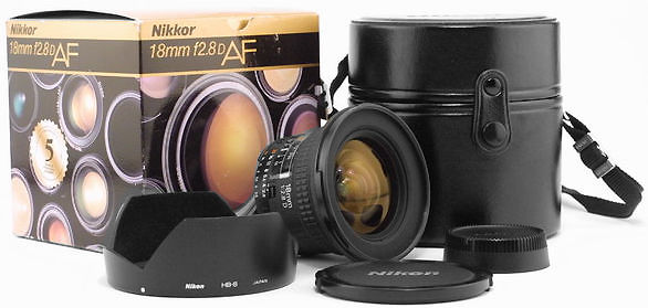 autofocus AF-Nikkor 18mm f/2.8D Ai-S ultrawideangle lens setup