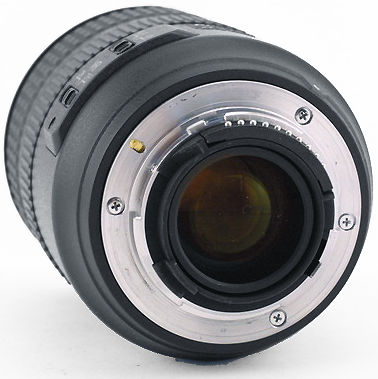 Rear view of the metal lens mount AF-S VR 24/120mm f/3.5~5.6G Nikkor Zoom lens 