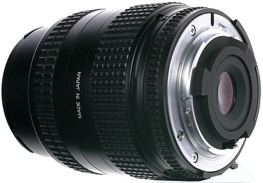 Nikon AF Zoom Nikkor 28-70mm f/3.5~4.5D wideangle - telephoto lens side view with metal rear lens mount section