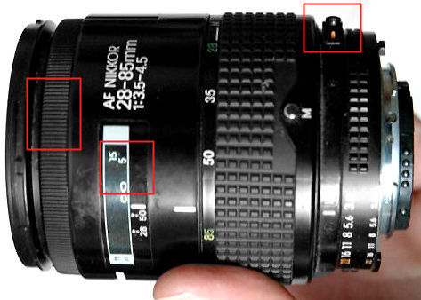 Side view and viaul illustration / identification of Nikon early AF zoom 28-85mm