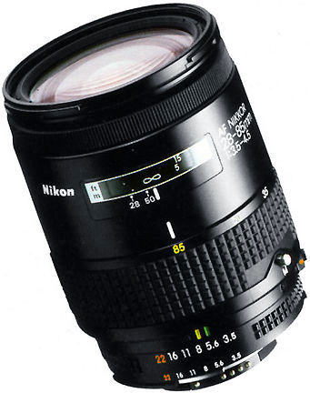 Nikon's AF Zoom Nikkor 28-85mm f/3.5~4.5s MACRO wideangle-telephoto zoom lens - first version, 1986
