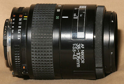 Side detail view of Nikon AF Nikkor zoom 35-105mm f/3.5-4.5s original version