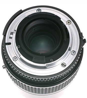 Rear lens element of an early Nikon AF Zoom Nikkor 35-105mm f/3.5~4.5s wideangle-telephoto Zoom lens 