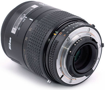 Rear lens mount view of an early AF Zoom Nikkor 35-105mm f/3.5~4.5s wideangle-telephoto Zoom lens 