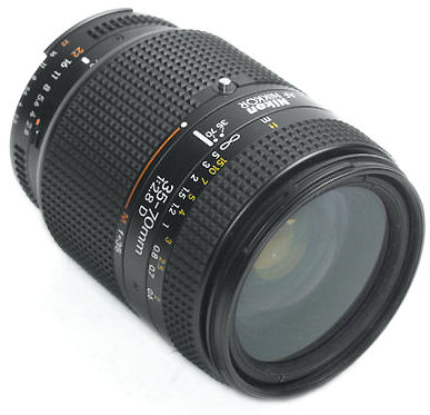 Front and side view of a AF Nikkor zoom 35-70mm f/2.8D lens