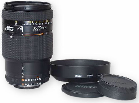 Nikon HB-1 lens hood with lens caps for AF Zoom 35-70mm f/2.8 zoom lens