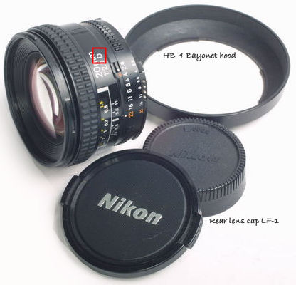 Nikon AF Nikkor 20mm f/2.8D Ultra-wideangle lens setup and indication