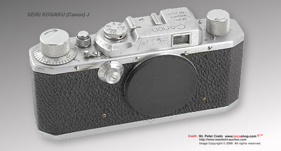 Front view of a very rare Seiki Kogaku  / Canon J camera model, 1940