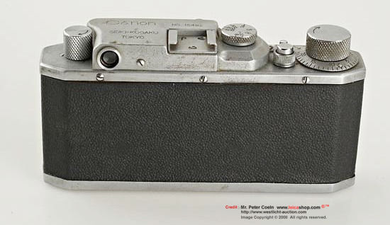 Rear / back view of a 1946's Seiki Kogaku (Canon) S-II rangefinder camera model 