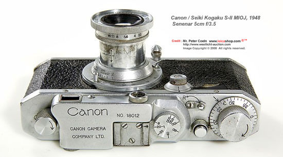 Top camera pabnel for various controls on a SII rangefinder camera, 1948