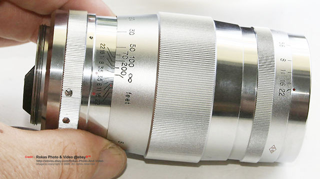 all chrome Canon 135mm f/3.5 telephoto lens