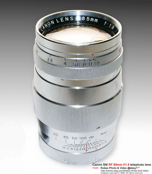 RF all chrome version Canon 85mm f/1.9 MK II LSM telephoto lens for rangefinder cameras 