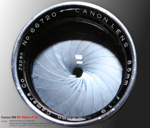 Front lens view of a LSM Canon 85mm f/1.9