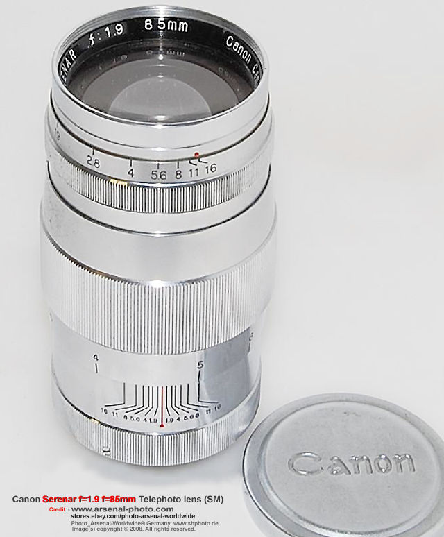 RF all chrome version Canon SERENAR 85mm f/1.9 telephoto lens for rangefinder cameras 