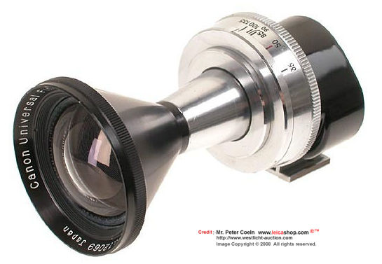 Others: Canon Universal finder in black/chrome universal finder for 35-135mm lenses, with rare 28mm attachment 
