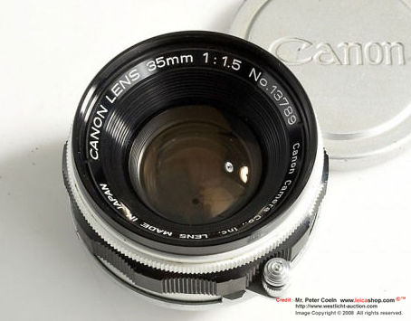 Canon rangefinde widangle lens 35mm f/1.5 in Leica Screw Mount (LSM)