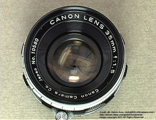 Canon Rangefinder fast speed 35mm f/1.5 wideangle lens - front