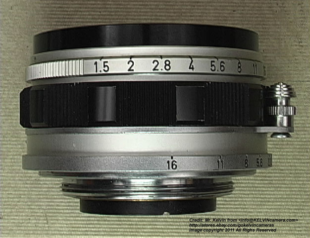 Canon Rangefinder fast speed 35mm f/1.5 wideangle lens - side view lens barrel