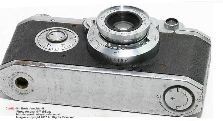 Canon Seiki Kogaku HANSA rangefinder camera model with no engraving base view (this may be not accurate -, can't confirm the tripod socket)