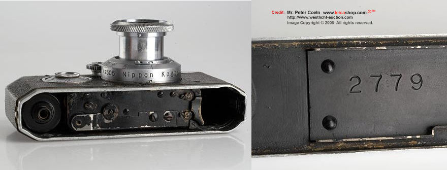 Canon Hansa, collapsible Nikkor 1:3.5 f=50mm, 1940 base plate removed