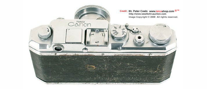 Rear section view of Canon HANSA, 1938 with aollapsible 5cm f/3.5 NIKKOR lens