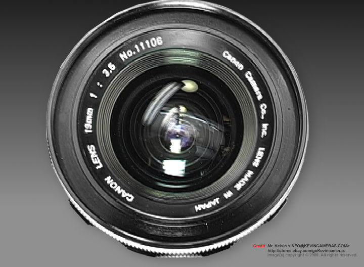 CANON RF 19mm f/3.5 rangefinder ultrawideangle lens front view
