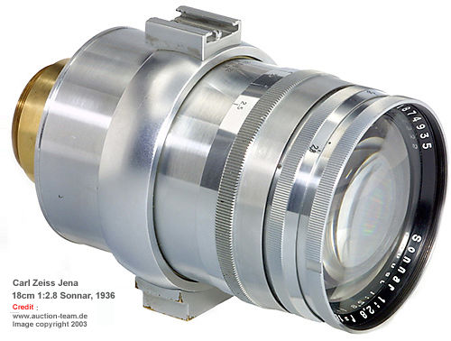Carl Zeiss Jena Sonnar 18cm f2,8 for Contax, chrome Olympia-Sonnar with  Year: 1936