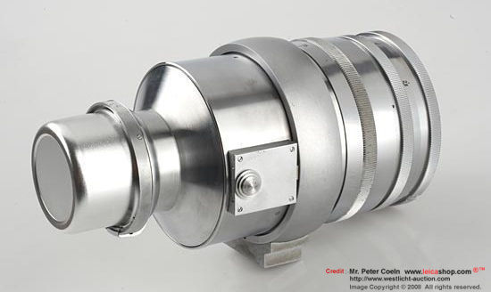 Carl Zeiss Jena Sonnar 180MM F/2.8 chrome Olympia-Sonnar with direct mount for Contax PRE WAR VERSION rear view with lens cap on