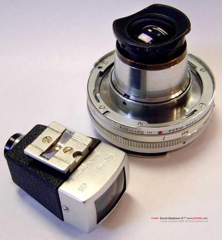 Lens rear lens mount inverted view of a Contarex Zeiss BIOGON 1:4.5 f=21mm Ultra-wideangle lens with dedicated optical finder by David Stephen
