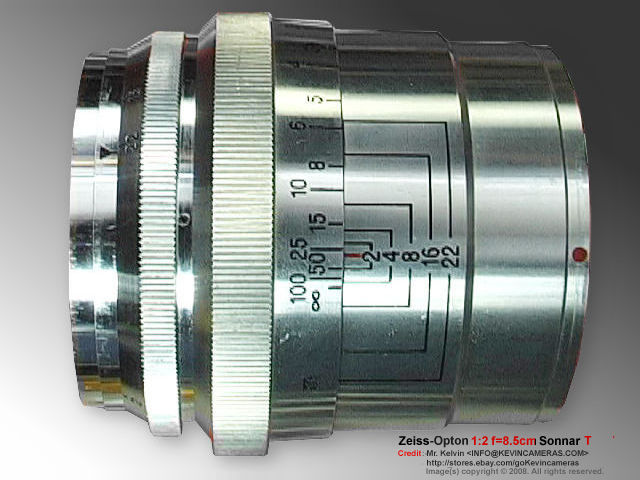 Rangefinder version Contax Zeiss Opton Sonnar 1:2 f=8.5cm  (85mm f/2.0) Chrome Telephoto lens  