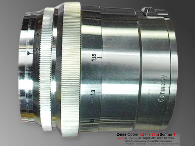 Rear section f lens tube /barrel of a Rangefinder version Contax Zeiss Opton Sonnar 1:2 f=8.5cm  (85mm f/2.0) Chrome Telephoto lens  