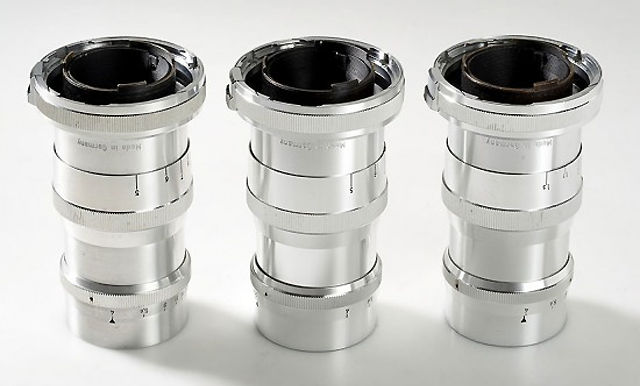 rear lens mount sections of three Zeiss-Opton Sonnar 135mm f/4.0 T, Carl Zeiss Sonnar 135mm f/4.0, Carl Zeiss Sonnar 135mm f/4.0 , approx. Year: 1954/58 