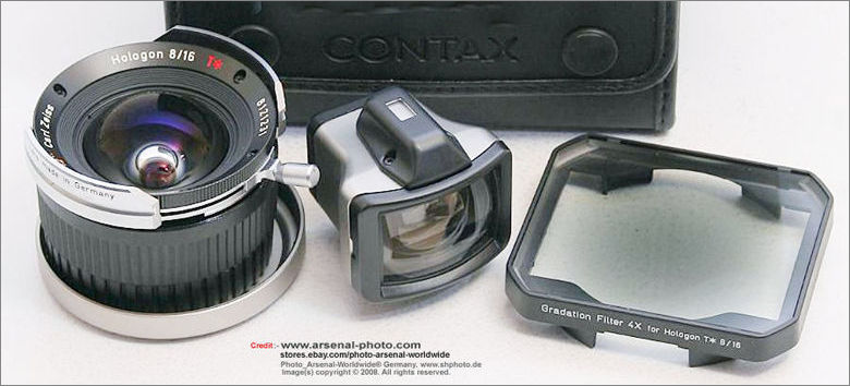 Contax G Series 16mm f/8.0 Carl Zeiss T* ultrawideangle lens with Dedicated Finder and Gradation Filter 4X for Hologon T* 8/16