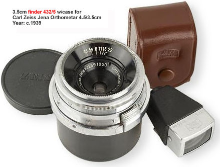  3.5cm finder 432/5 in case for  Carl Zeiss Jena Orthometar 4.5/3.5cm, year 1939