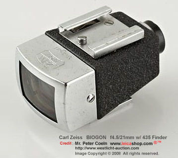 Zeiss Ikon Finder 435 for Carl Zeiss BIOGON 21mm f/4.5 side view with mounting foot