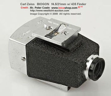 Zeiss Ikon Finder 435 for Carl Zeiss BIOGON 21mm f/4.5 rear view with eyepiece