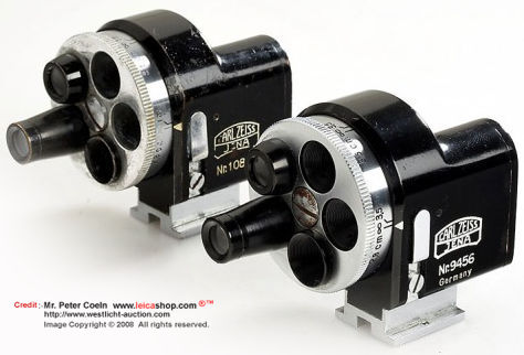 Carl Zeiss Jena designed Universal-finder 436/70 and Universal-finder 436/70 (with Germany engravings) for pre-war Contax.  Approx. year: c.1938