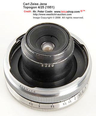 Carl Zeiss Jena 25mm f/4.0 T (4.5/25mm) wideangle rangefinder lens  Year: 1951rear lens tube section