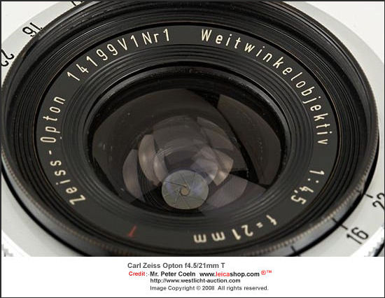 Rare version, Zeiss-Opton 4.5/21mm T Weitwinkelobjektiv, Year: 1952 