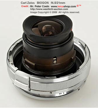 Rear lens barrel (lens tube section) for Carl Zeiss Biogon 1:4.5 f=21mm ultra-wideangle lens 
late 1957 model with Finder Turret 440