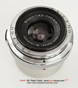 Carl Zeiss Biogon 1:4.5 f=21mm ultra-wideangle lens late 1957 model with Finder Turret 440