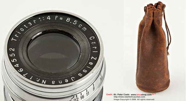 Carl Zeiss Jena Triotar 4/8.5cm  for Contax, rear cap, case Year: 1935 